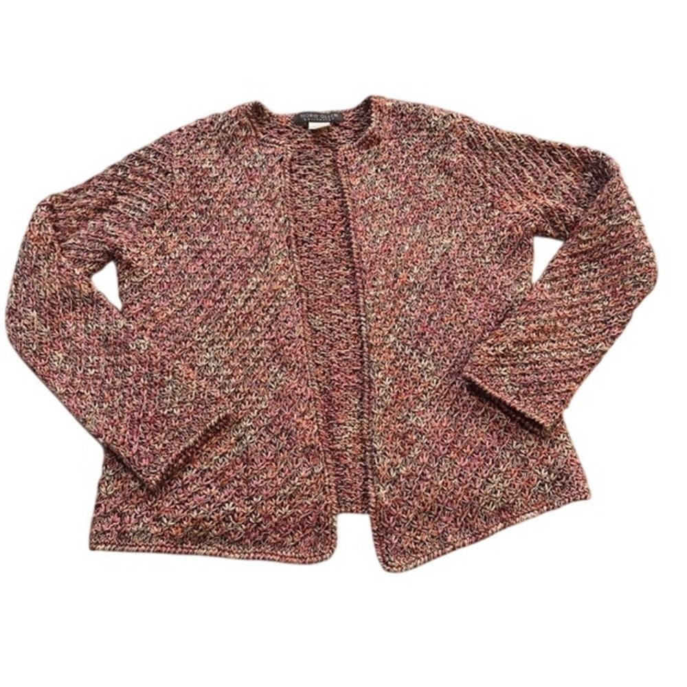 Y2K Sigrid Olsen Collection Open Cardigan Silk Linen Blend Multicolor Knit XS